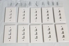 Lot of 10 White Keystone Jack Wall Plate 3 Port Hole Faceplate