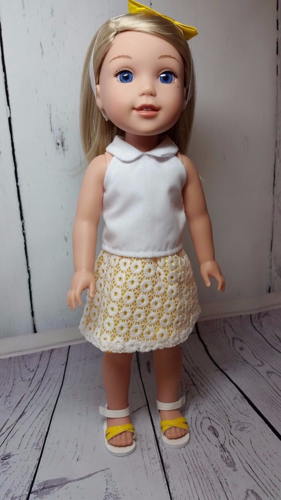4-Piece Outfit Set for AG Wellie Wisher & Glitter Girl Dolls – Top, Skirt, Headband & Sandals  