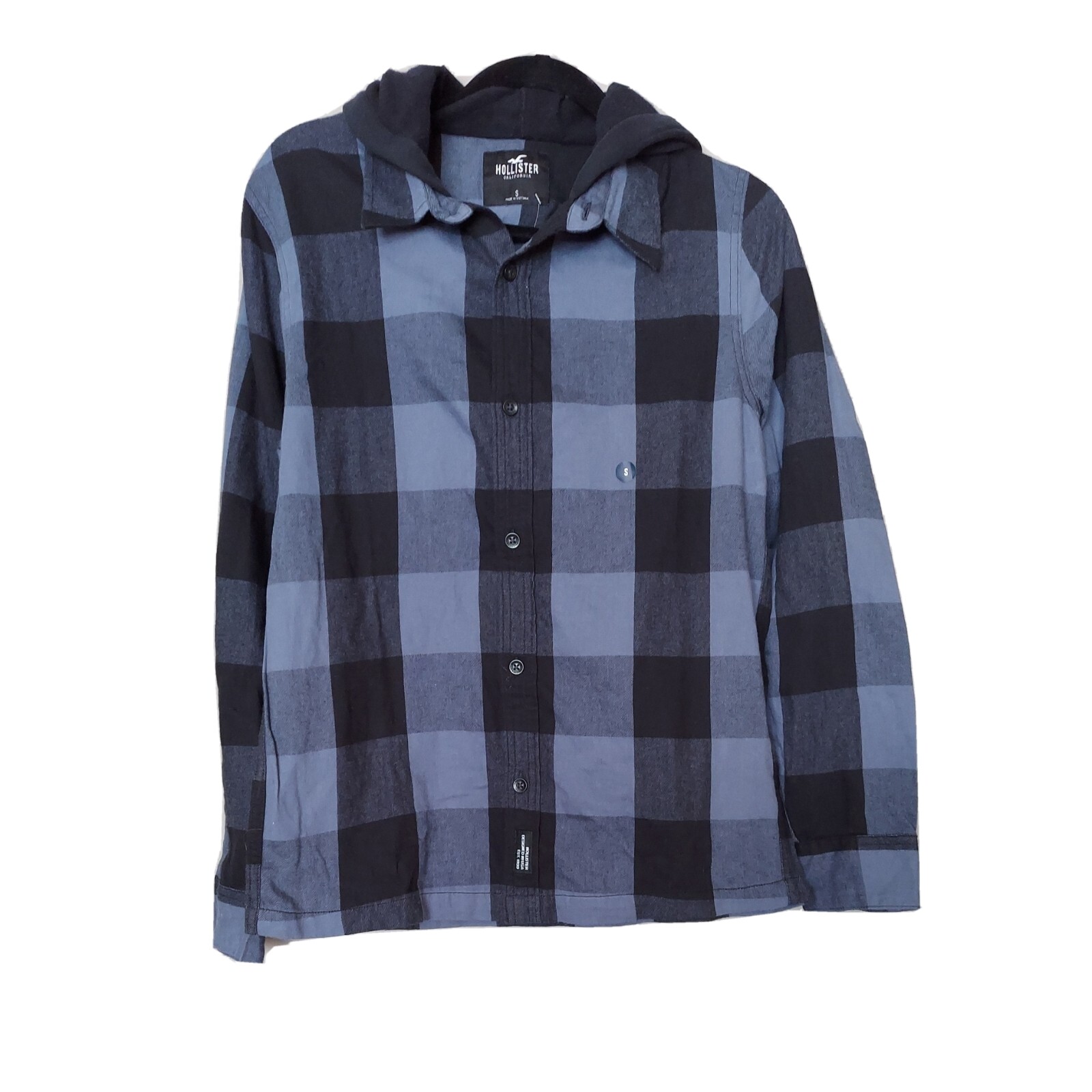 NWT HOLLISTER MEN's Hooded Blue Plaid Long Sleeve Flannel Shirt, Size S  $49.95 | eBay