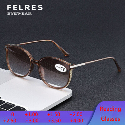 Women Round Tinted Reading Glasses Fashion Square Outdoor Shade Sun Glasses New
