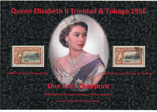 QUEEN ELIZABETH II 1956 NICE DISPLAY OF 1 cent OVERPRINT TRINIDAD & TOBAGO VFU#2