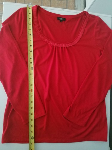 Women's Talbots Rayon Red Pleated Incredibly Soft Lightweight Stretch Knit Top L - Picture 12 of 12