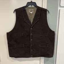 Men s Frontier Classic Brown Button Down Vest Size 3XT Vintage Heavy Duty