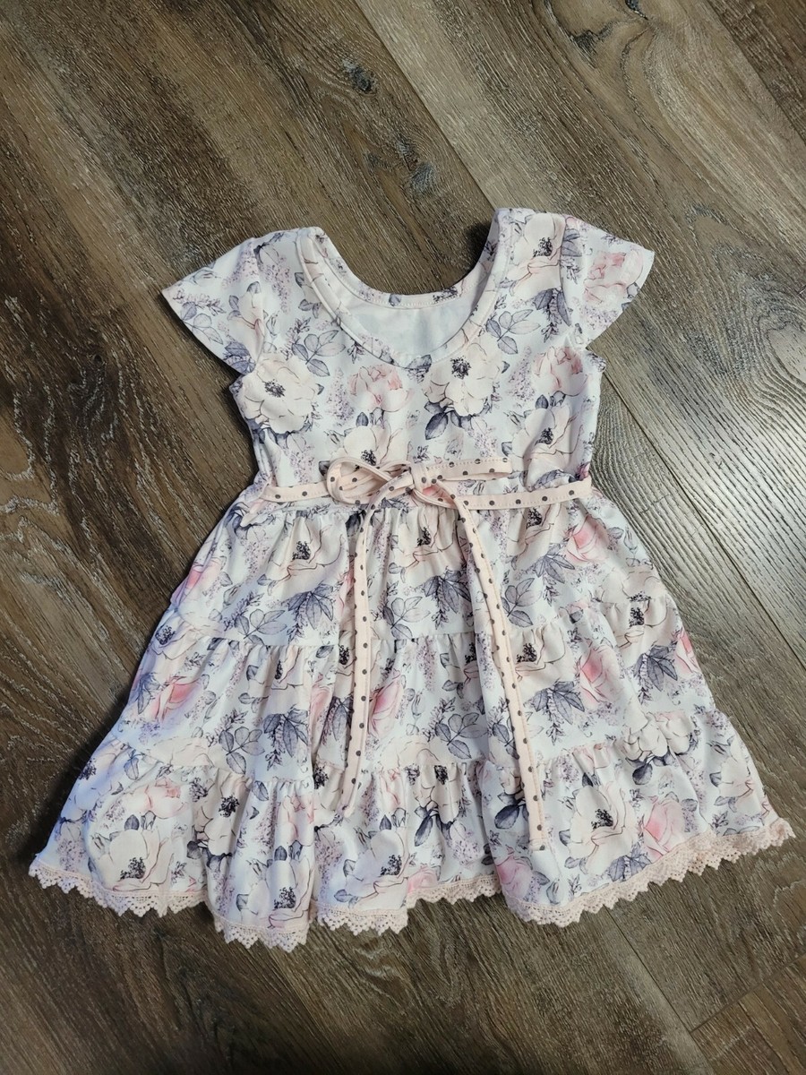 Cheeky Plum Girl’s Plum Floral Cap Sleeve Ruffle Dress 12Y Girls dresses