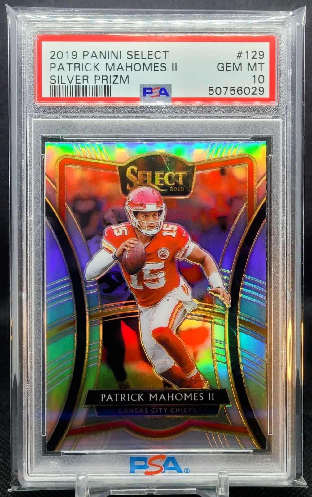 2019 Select Premier Level SILVER PATRICK MAHOMES #129 KC Chiefs PSA 10