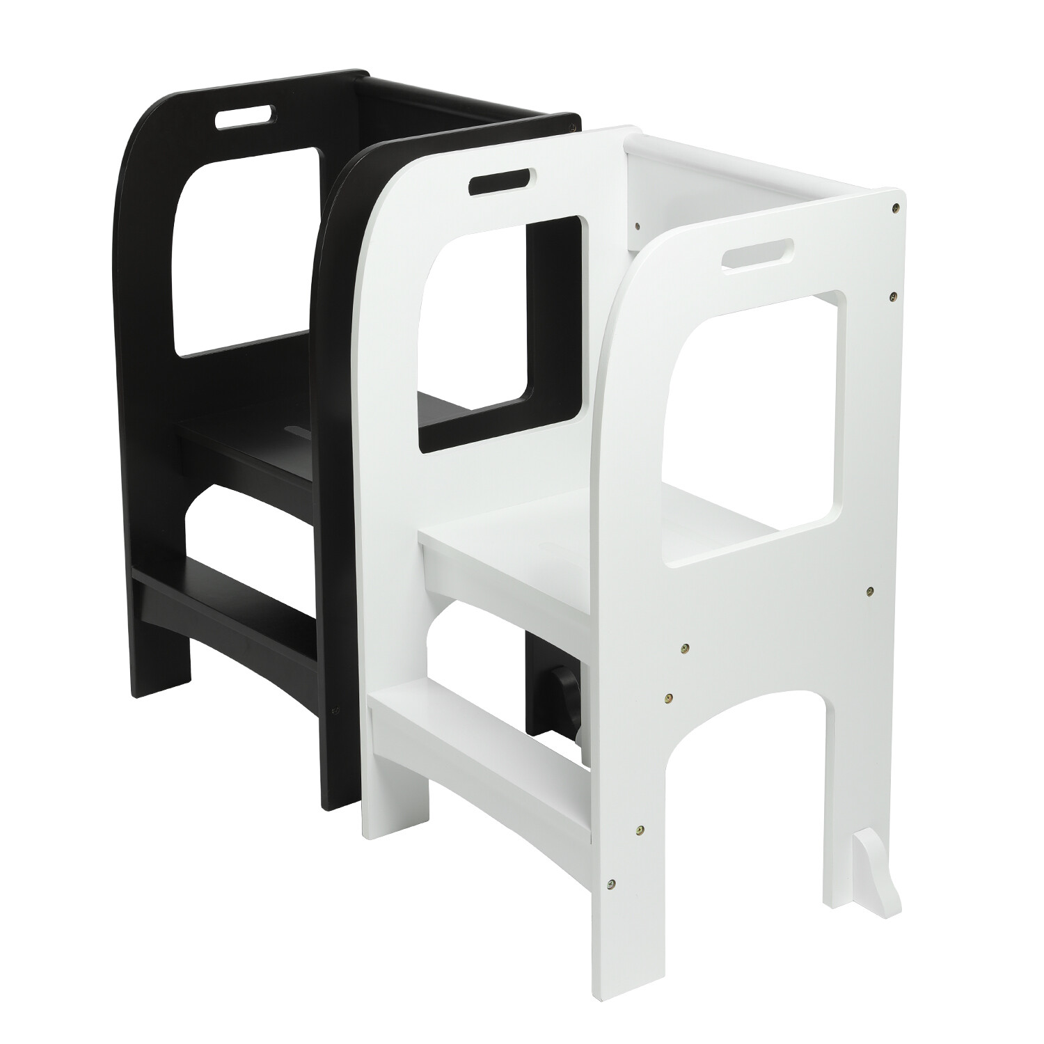 Unicoo Bamboo Height Adjustable Kids Learning Stool Toddlers Stool Kids Kitchen Step Stool White
