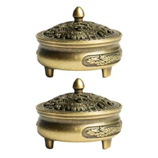 2x Vintage Incense Burner Charcoal Holder Antique Spiritual Brass Golden Burner