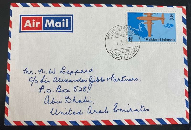 1979 Port Stanley Falkland Islands First Day Cover FDC To Abu Dhabi Unites Emira