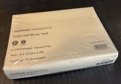 Curious Metallics Gold Leaf 80lb. Text A-7 Envelopes Square Flap 5.25x7.25  Pk50