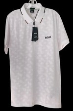 Boss X Matteo Berrettini White Polo Tee B Allover Zip Philix MB2 sz XL Slim Fit