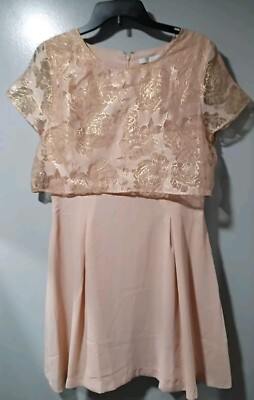 Lauren Conrad pink lace dress with gold Womens Size 14 | eBay