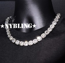 18" or 20" Iced Cluster Tennis Chain Choker Plated CZ Fashion Hip Hop Jewelry