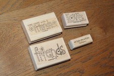SET of 4 Stampin' Up LOT Stamps Wood Mounted Friends FRIENDSHIP Love Friend