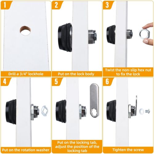 RealPlus Combination Cam Locks 1-1/8" Cylinder Cabinet Lock Security Cam Lock - Picture 5 of 21