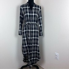 Cupcakes Cashmere Dress Womens Small Midi Shirt Plaid Flannel Coastal Western