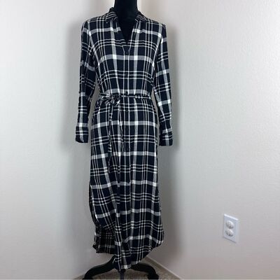 knee length dresses for ladies White Warm Cotton Flannel Button-Down A-Line Midi Dress 28" / Petite (5'1" and below)