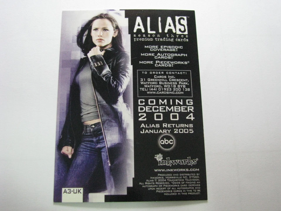 Alias Season 3 TVS UK exclusive promo Card A3-UK Inkworks 2004 - Image 2 of 2