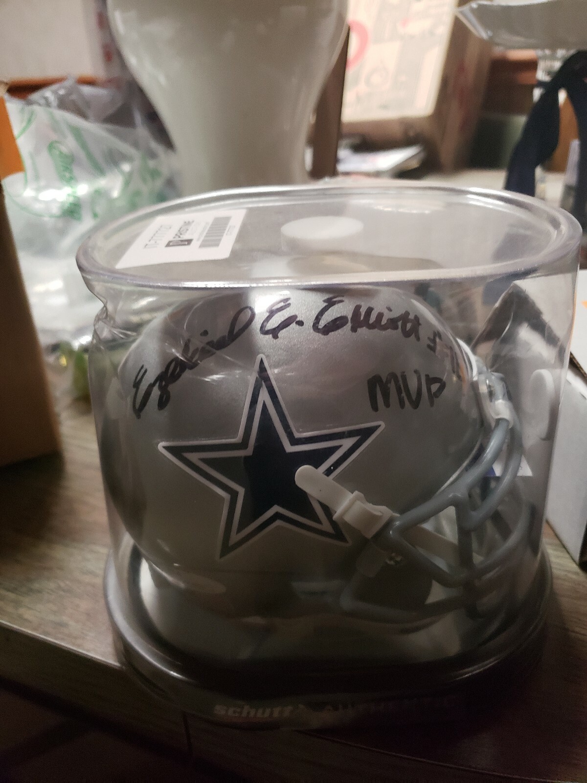 Ezekiel Elliott Autographed Signed Dallas Cowboys auto 2014 national championship OSU mini helment JSA Rook 