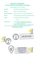 USPS FDC Ceremony Program #3054 C1E1 Yellow Rose Americover Show Cancel Cds 1997