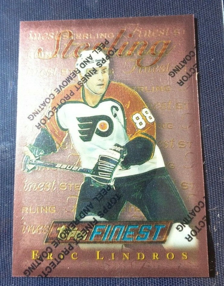 Eric Lindros 1995-96 Topps Finest Sterling Card #1 w/Coating Mint