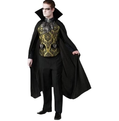 Rubies Elegant Vampire Vest Jabot Cape Halloween Costume Mens up to 44'' Chest