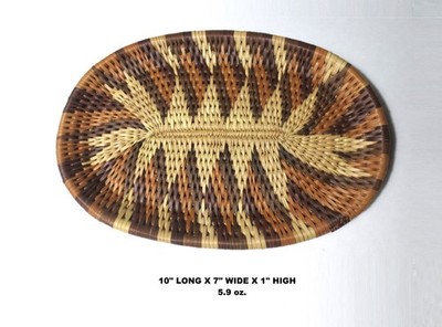 LOWEST PRICE AFRICAN ''NATIVE FOLK ART'' WEAVED SWEET GRASS OVAL TRINKET DISH TRAY