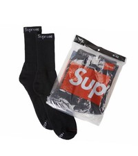 Supreme Hanes Crew Socks - Black 4 Pack, Size 6-12