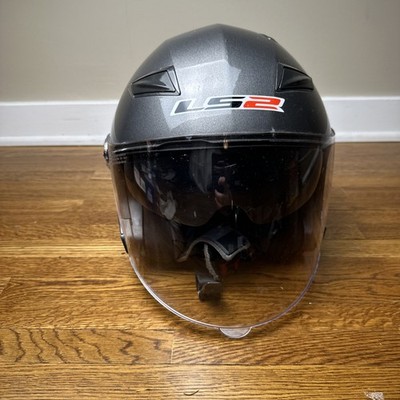LS2 OF569 - Metallic Silver/Grey Open Face Motorcycle Helmet - Size Large