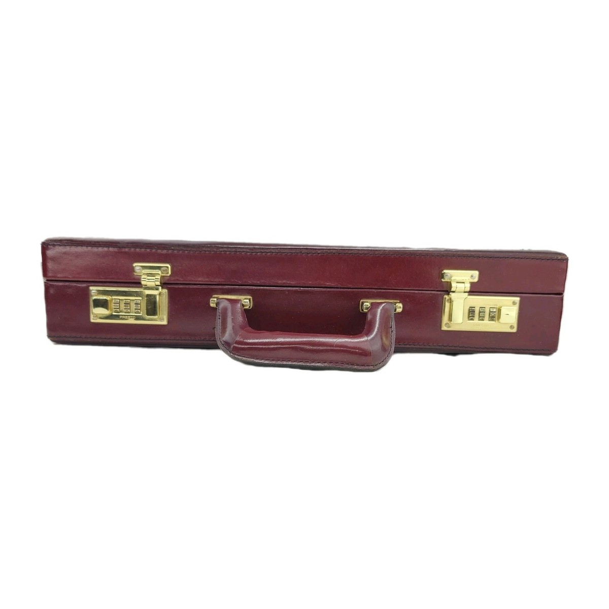 Top Grain Leather Briefcase Attache Burgundy Presto Combo Lock