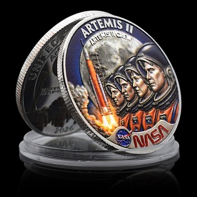 Artemis II & Apollo 11 Gedenkmünze   NASA Mondmission, Sammler , Silver Coin