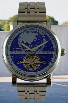Refurbished Montblanc Open-Heart Blue Dial Automatic Watch Case Size 44 mm