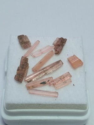  Extremely rarevVayrynenite crystal pieces, 12pcs,shades of salmon pink, 2.22cts