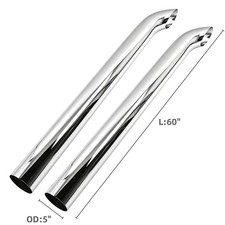 Chrome Curved Stack Pipe Horn 5 Od X 24364860 Length Exhaust Truck Tailpipe