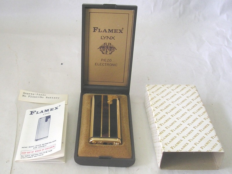Vintage Flamex Lynx Cigarette Lighter Japan - NIB - Piezo, No Flint, No Battery