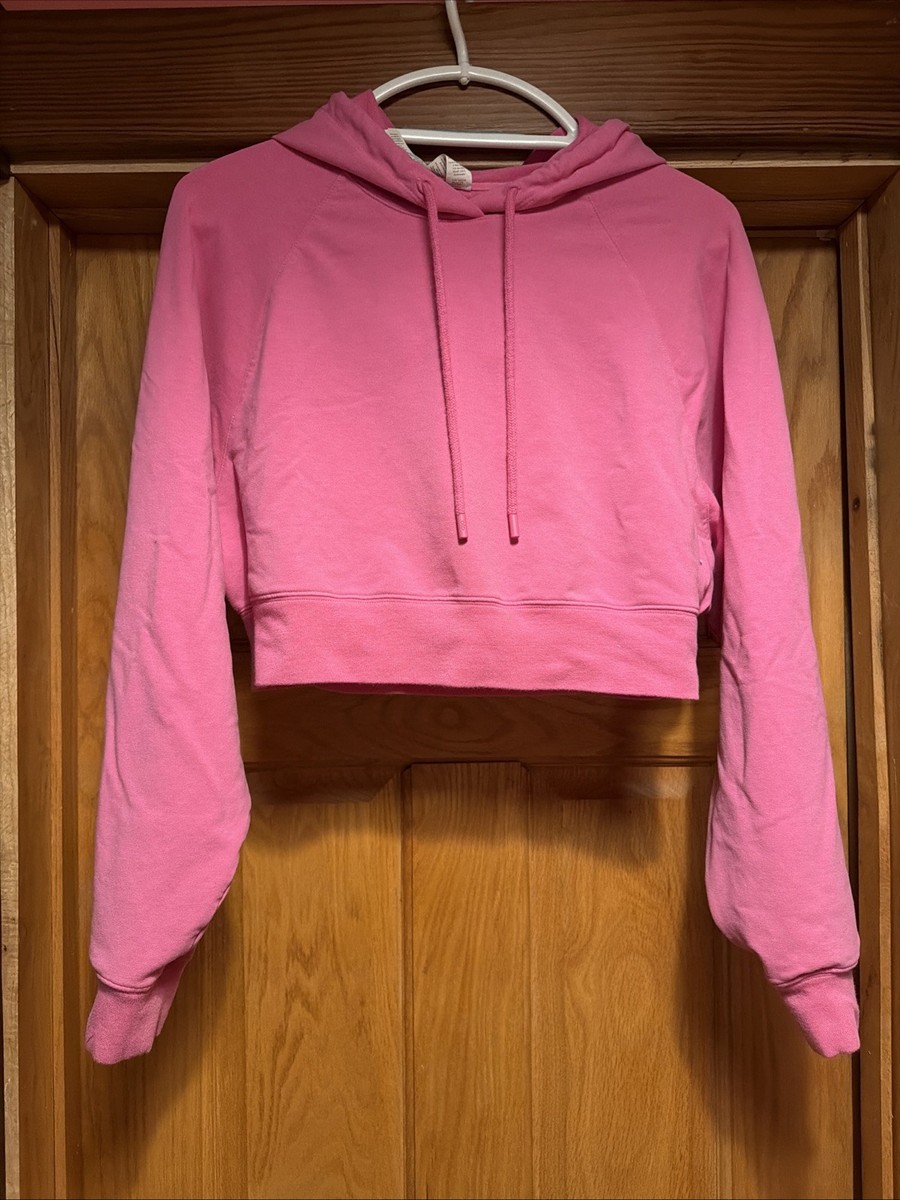 Alo Hoodie Womens Small S Pink Gym Yoga Knit Pullover Cropped
