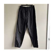 Vintage Fila Men's Nylon Track Pants Black XL Drawstring with Zippered Ankles