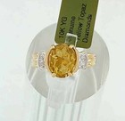 GENUINE 3.67 Cts YELLOW TOPAZ & DIAMOND RING 10K GOLD - Free Certificate - NWT — photo 3