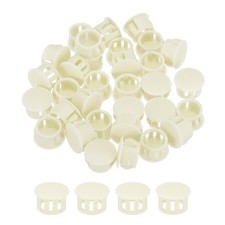 32Pcs 14mm Beige Nylon Plastic Round Locking Hole Plugs Insert End Caps