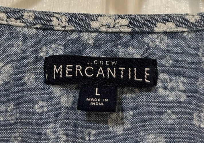 J. Vestido envolvente sintético Crew Mercantile grande azul cambray floral con volantes para mujer Foto 2 de 4