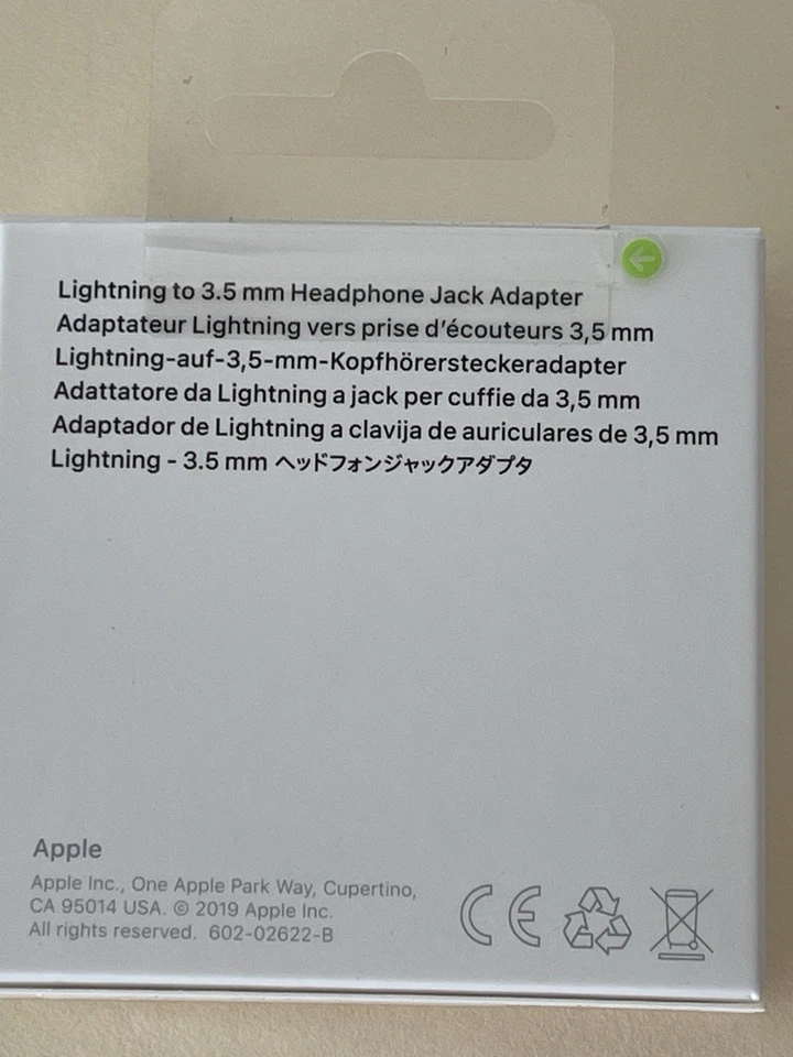 Apple Lightning to Headphone 3.5mm Jack Adapter,White,A1739,New-sealed,MMX62AM/A - Image 2 of 4