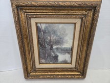 Vintage Antiqued Ornate Gold Tone 18" x 16" Picture Frame w/ Print FREE SHIPPING