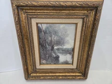 Vintage Antiqued Ornate Gold Tone 18" x 16" Picture Frame w/ Print FREE SHIPPING