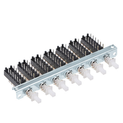 Interlock Push Button Switch Piano Type 4PDT 12 Pins 7 Row