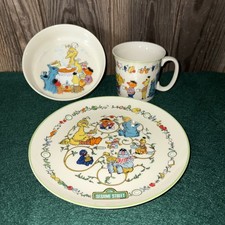 Vintage Gorham Fine China Muppets Sesame Street 3-Piece Child s Dish Set 1976