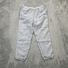 Eileen Fisher Pants Womens Medium Gray Heathered Crop Organic Linen Tapered Leg