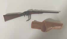 Marx Vintage Cowboy Rifle Toy with Pistol Holster Brown Plastic 8 Inch