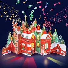 JOYJOM 3D Pop Up Christmas Cards, Musical Extra Large, Red/Green 
