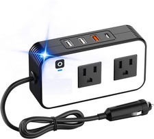200W Car Power Inverter, DC 12V to 110V AC Car Plug Adapter Outlet with