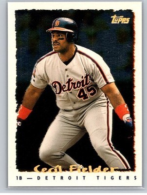 1995 Topps #124 Cecil Fielder CyberStats (Spectralight)