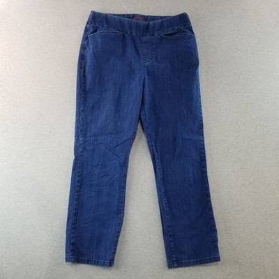 Chic Jeans Womens Sz 10P Pull On Stretch Waist DarkWash Normcore Cute Comfy Nice